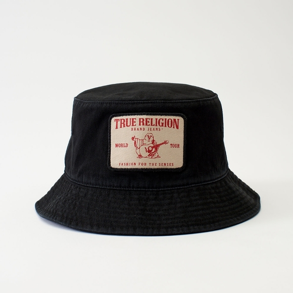TRUE RELIGION LOGO BUCKET HAT BLACK ONE SIZE - Picture 5 of 9